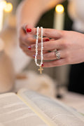 Gold Filled Flower Cross on Pearls